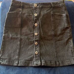 Style & Co Black Stretch Distressed DENIM Button Down Skirt Size 10 NWT
